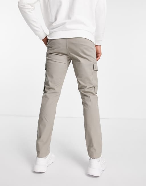 ASOS DESIGN slim fit cargo pants in washed khaki