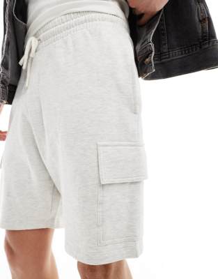 ASOS DESIGN ASOS DESIGN slim fit cargo shorts in grey marl-White