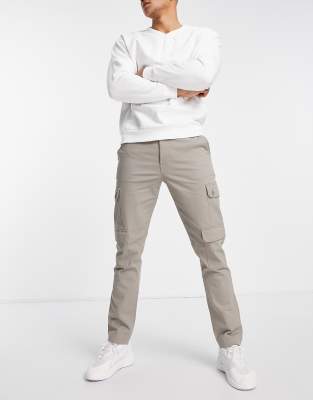 ASOS DESIGN slim fit cargo trousers in washed khaki - ASOS Price Checker