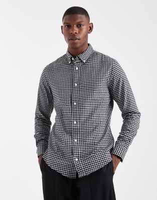 Asos Design Slim Fit Check Shirt In Black