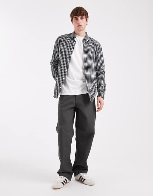 ASOS DESIGN slim fit check shirt in black, 2 of 5