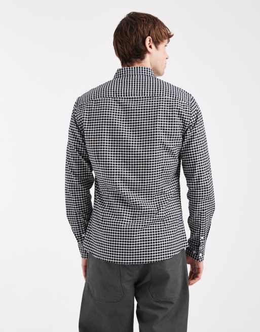 ASOS DESIGN slim fit check shirt in black, 3 of 5