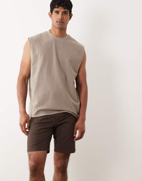 ASOS DESIGN slim fit chino shorts in brown - view 1