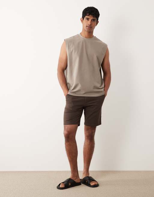 ASOS DESIGN slim fit chino shorts in brown, 2 of 5
