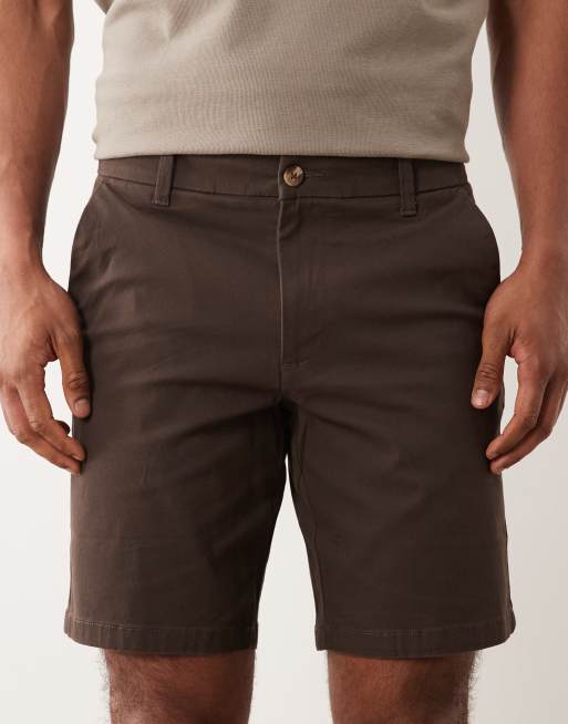 ASOS DESIGN slim fit chino shorts in brown, 4 of 5
