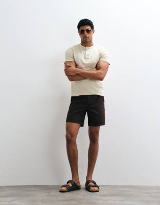 Asos Design Slim Fit Chino Shorts In Brown