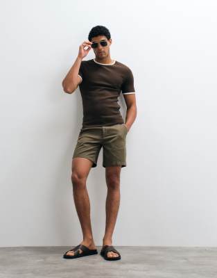 Asos Design Slim Fit Chino Shorts In Green