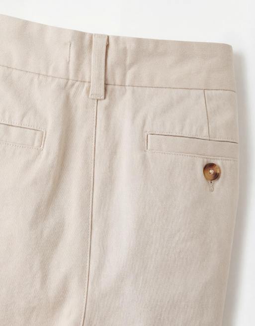 ASOS DESIGN slim fit chino shorts in mid length in stone, 8 of 9