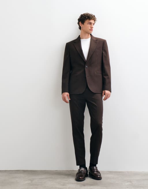 ASOS DESIGN slim-fit colbert in donkerbruin, 3 van 5