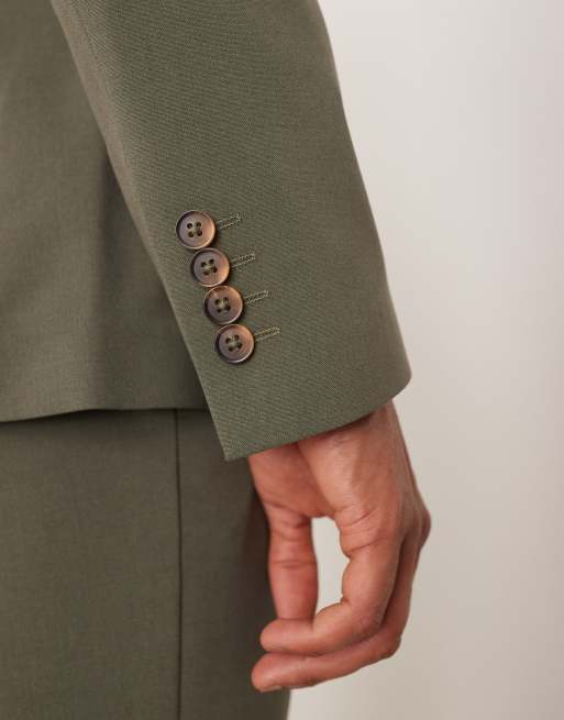ASOS DESIGN - Slim fit colbert in khaki, 4 van 5