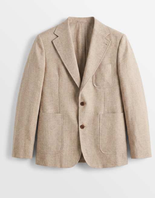 ASOS DESIGN - Slim-fit colbert van linnenmix in stone, 6 van 9