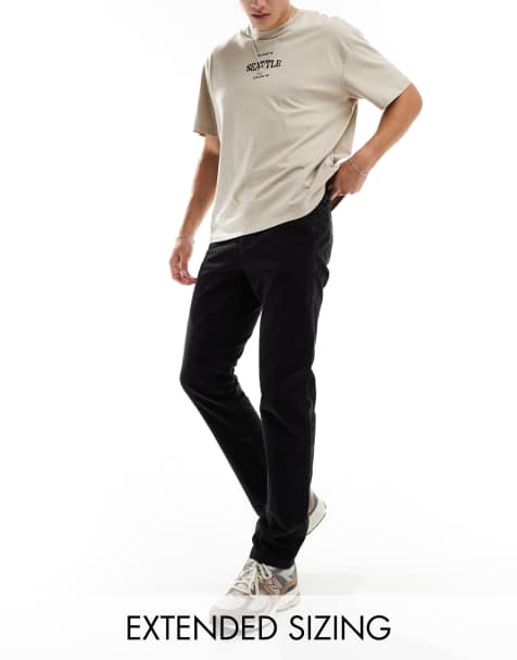 ASOS DESIGN slim fit cord pants in black - view 1