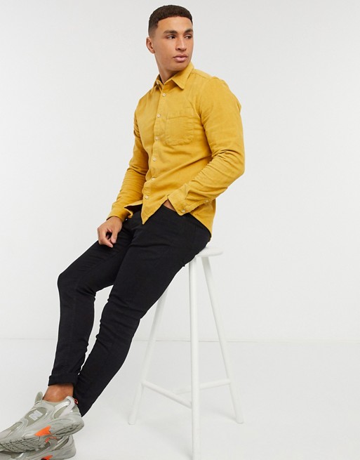 ASOS DESIGN slim fit cord shirt in mustard