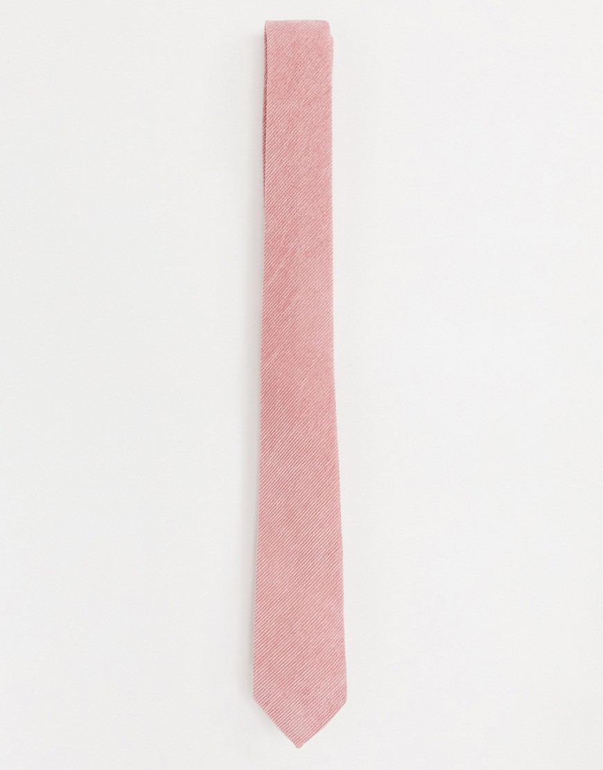 ASOS DESIGN - Slim-fit corduroy stropdas in roze