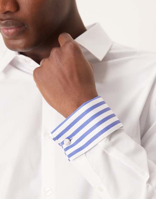 slim fit dress slacks ZEGNA French Cuff White Twill Dress Shirt main image 1
