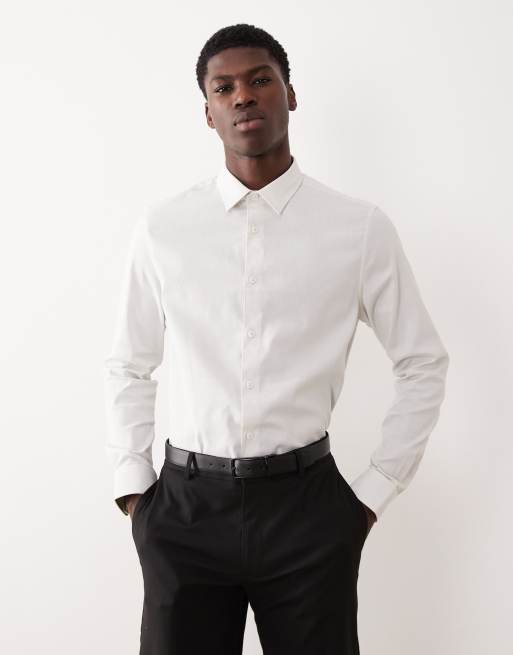 ASOS DESIGN slim fit dress shirt with raised texture in green