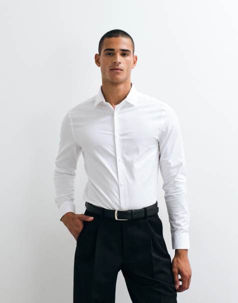 ASOS DESIGN slim fit easy iron smart twill shirt in white - view 1