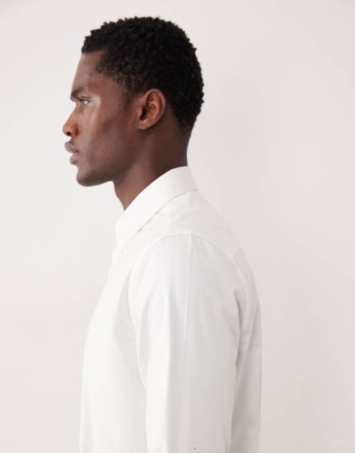 ASOS DESIGN slim fit easy iron twill dress shirt in white, 4 of 5