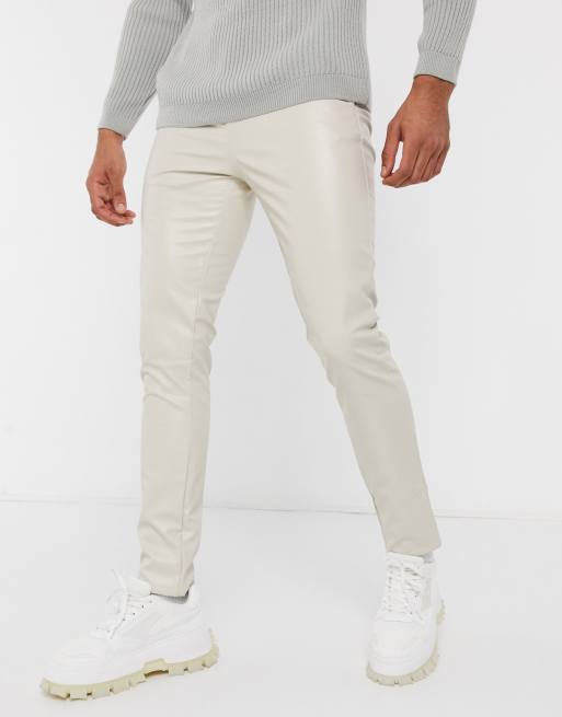 Slim-Fit Men Faux Leather Pants