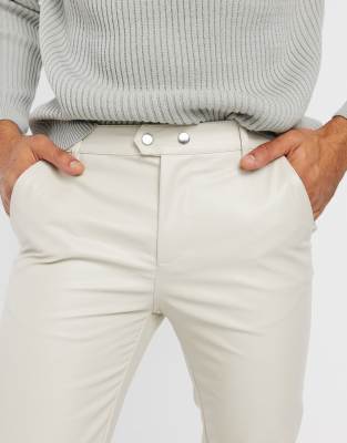 beige leather trouser