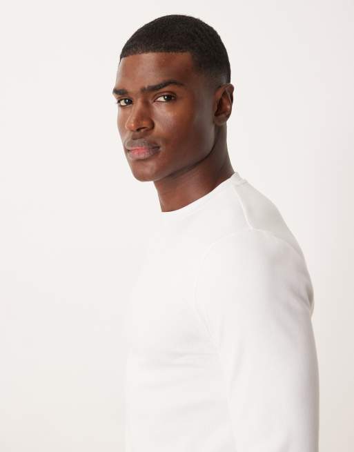 ASOS DESIGN - Slim fit geribbeld T-shirt met lange mouwen in wit , 4 van 5
