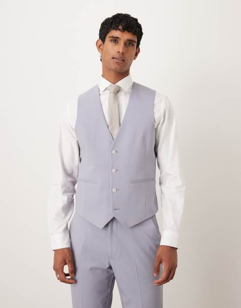 ASOS DESIGN - Slim-fit gilet in grijs/paars - view 1