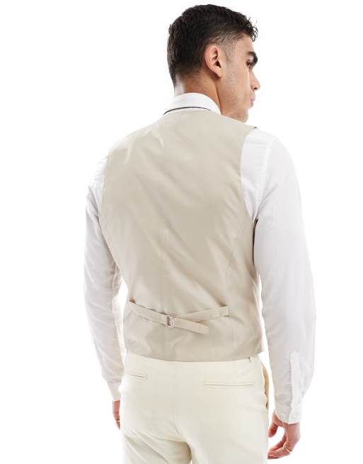 ASOS DESIGN - Slim fit gilet in stone, 2 van 5