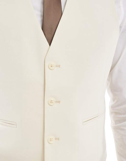 ASOS DESIGN - Slim fit gilet in stone, 3 van 5