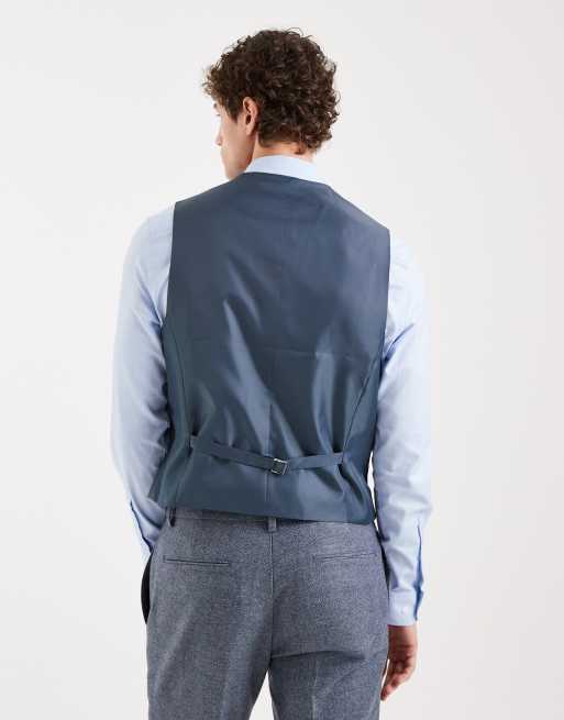 ASOS DESIGN - Slim-fit gilet van wolmix met visgraatmotief in grijs, 3 van 5