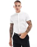 [ASOS DESIGN] ASOS DESIGN slim fit grandad collar shirt in white S WHITE