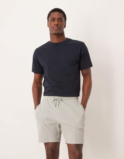 ASOS DESIGN - Slim-fit jersey short met wafelstructuur en plat gestikte plooitjes in groen - view 1