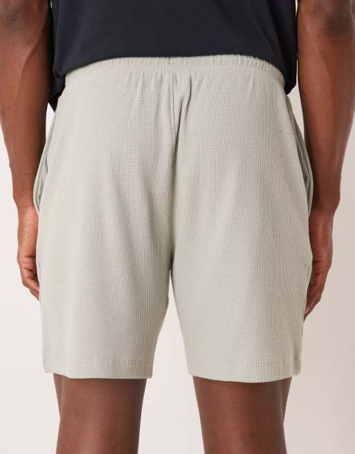 ASOS DESIGN - Slim-fit jersey short met wafelstructuur en plat gestikte plooitjes in groen, 4 van 5