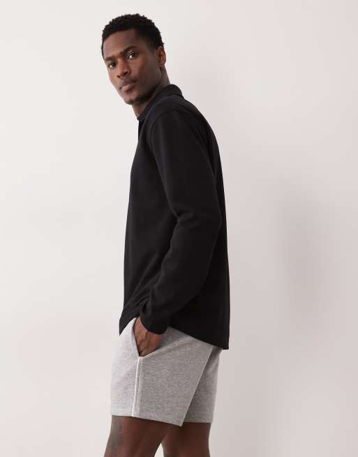 ASOS DESIGN slim fit jersey shorter jersey short with contrast side piping in grey marl, 3 of 5