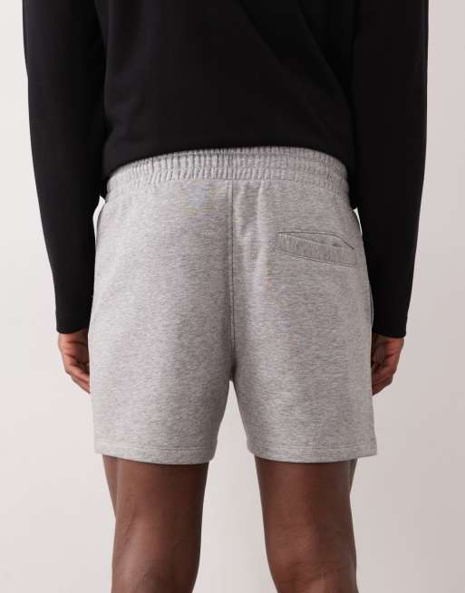ASOS DESIGN slim fit jersey shorter jersey short with contrast side piping in grey marl, 4 of 5