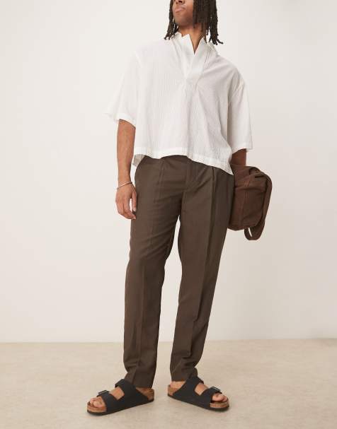 ASOS DESIGN – Slim-Fit-Leinenhose in Schokobraun - view 1