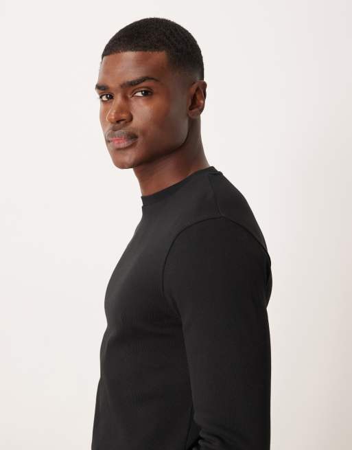 ASOS DESIGN slim fit long sleeve t-shirt in black rib  , 4 of 5