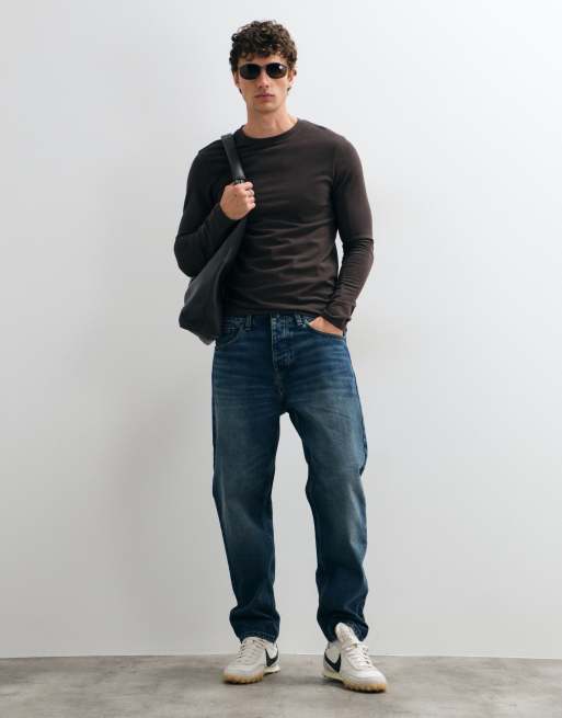 ASOS DESIGN slim fit long sleeve t-shirt in brown texture, 3 of 10