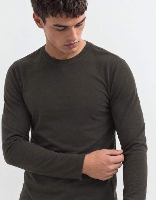 ASOS DESIGN slim fit long sleeve t-shirt in brown texture, 6 of 10