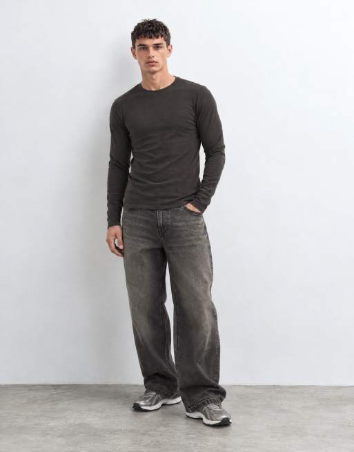 ASOS DESIGN slim fit long sleeve t-shirt in brown texture, 7 of 10