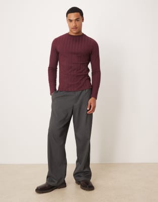Asos Design Slim Fit Long Sleeve T-shirt In Red