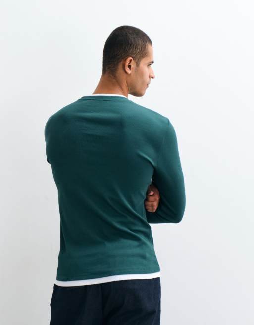 ASOS DESIGN slim fit long sleeve T-shirt in dark green, 3 of 5