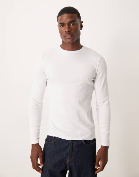 ASOS DESIGN slim fit long sleeve t-shirt in white rib - view 1