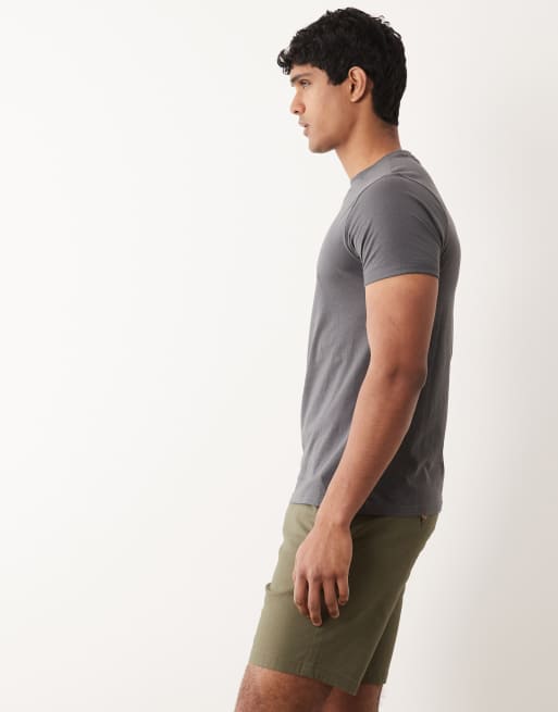 ASOS DESIGN slim fit mid length chino shorts in khaki, 5 of 5