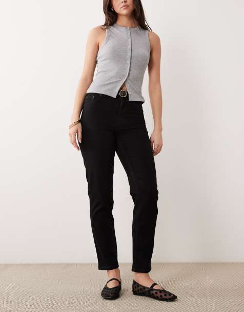 ASOS DESIGN slim fit mom jeans in black - view 1