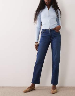 Asos Design Slim Fit Mom Jeans In Blue