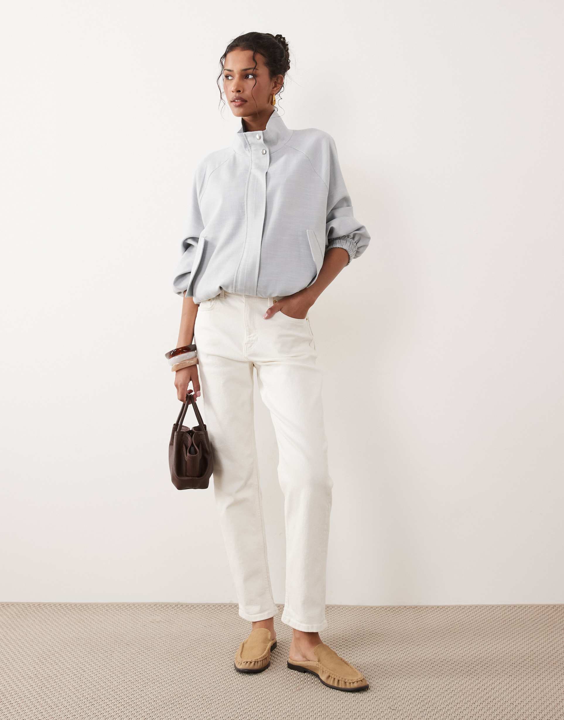 asos design slim fit mom jeans in white