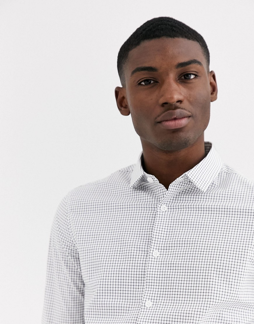ASOS DESIGN - Slim-fit overhemd in zwart met wit geruit
