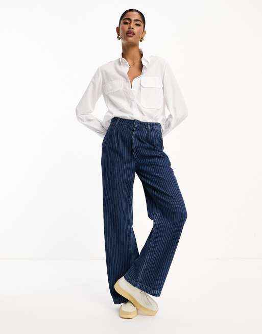 ASOS DESIGN Slim fit overhemd met epauletten in wit ASOS