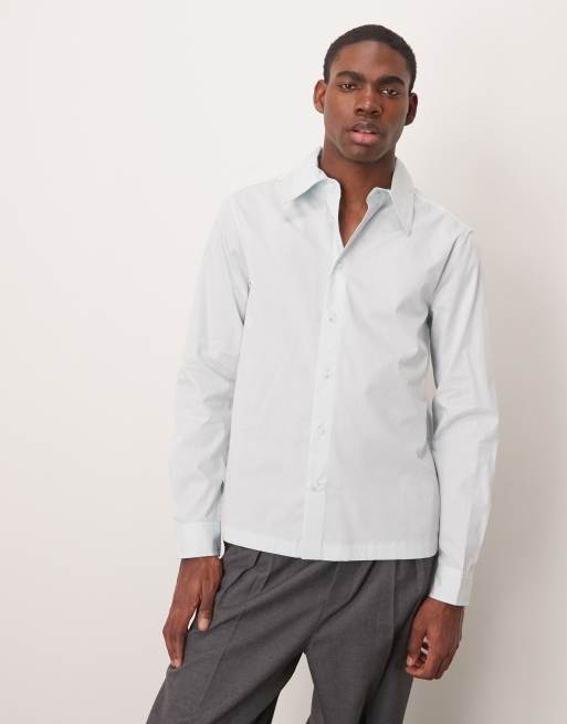 ASOS DESIGN - Slim-fit overhemd met jaren 70-kraag in lichtblauw