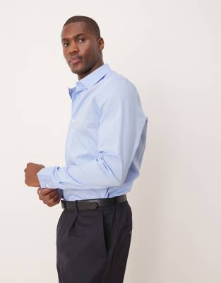 ASOS DESIGN - Slim-fit overhemd met stretch in blauw - view 1